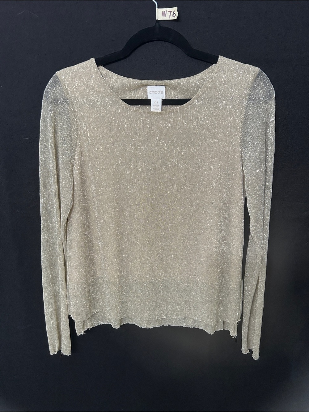 Women’s Chico’s Gold Metallic Shimmer Evening Top Size 0